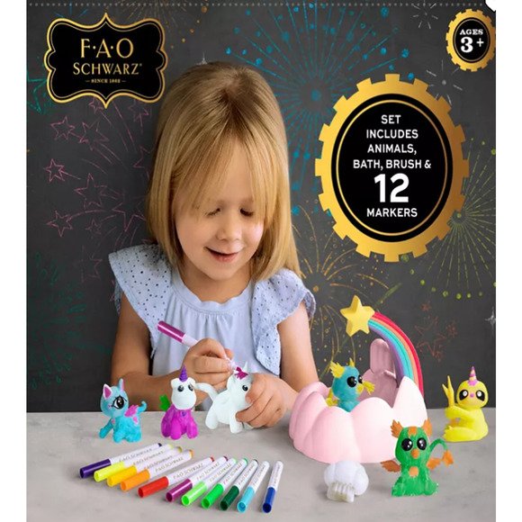 FAO Schwarz Mythical Magic Playful Pets 6 Color and Wash Figurines NWT - Picture 3 of 5